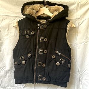 Miss Bisou Exclusive Premium Faux Fur Lined Tactile Hooded Vest, Size: Small